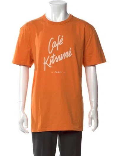 Pre-owned Maison Kitsuné Graphic Print Crew Neck T-shirt W/ Tags In Orange