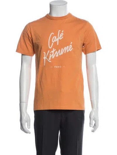 Pre-owned Maison Kitsuné Graphic Print Crew Neck T-shirt W/ Tags In Orange