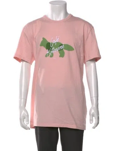 Pre-owned Maison Kitsuné Graphic Print Crew Neck T-shirt W/ Tags In Pink