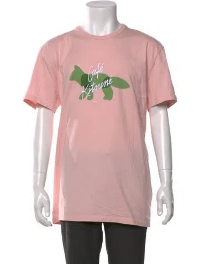 Pre-owned Maison Kitsuné Graphic Print Crew Neck T-shirt W/ Tags In Pink