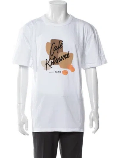 Pre-owned Maison Kitsuné Graphic Print Crew Neck T-shirt W/ Tags In White