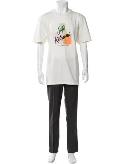 Pre-owned Maison Kitsuné Graphic Print Crew Neck T-shirt W/ Tags In White