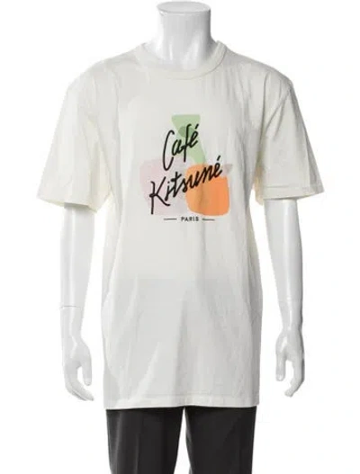 Pre-owned Maison Kitsuné Graphic Print Crew Neck T-shirt W/ Tags In White