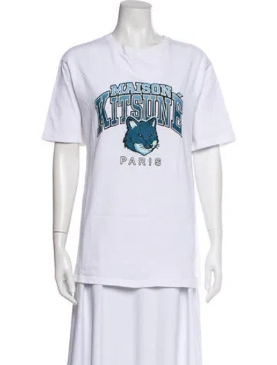 Pre-owned Maison Kitsuné Graphic Print Crew Neck T-shirt In White