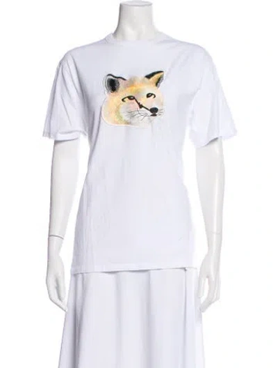 Pre-owned Maison Kitsuné Graphic Print Crew Neck T-shirt In White