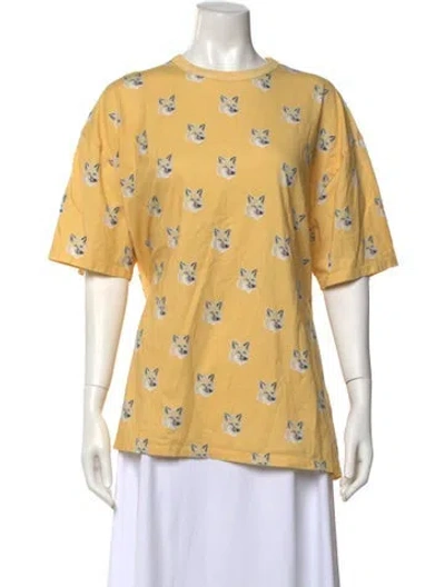 Pre-owned Maison Kitsuné Graphic Print Crew Neck T-shirt In Yellow