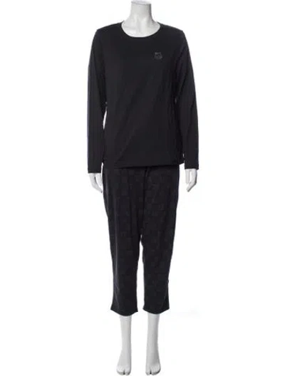 Pre-owned Maison Kitsuné Graphic Print Embroidered Accent Set In Black