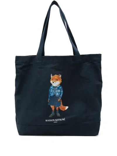 MAISON KITSUNÉ GRAPHIC-PRINT TOTE BAG