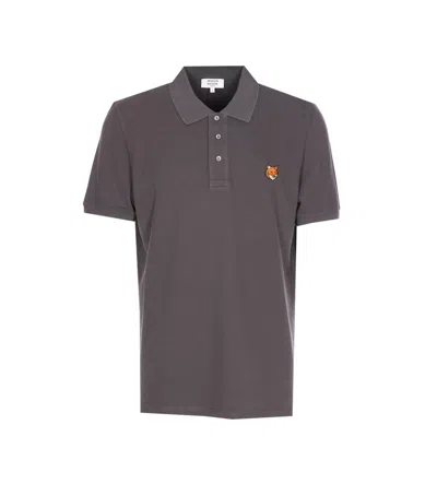 Maison Kitsuné Short Sleeve Polo Shirt And Collar In Gray