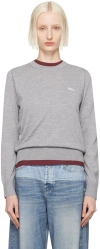 Maison Kitsuné Gray Baby Fox Patch Regular Sweater In H131 Medium Grey Mel