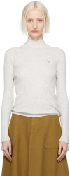 Maison Kitsuné Gray Baby Fox Patch Turtleneck In H120 Light Grey Mela