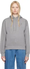 Maison Kitsuné Relaxed Grey Hoodie With Embroidered Fox Emblem