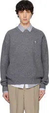 Maison Kitsuné Gray Bold Fox Head Patch Comfort Ribbed Sweater In H131 Medium Grey Mel