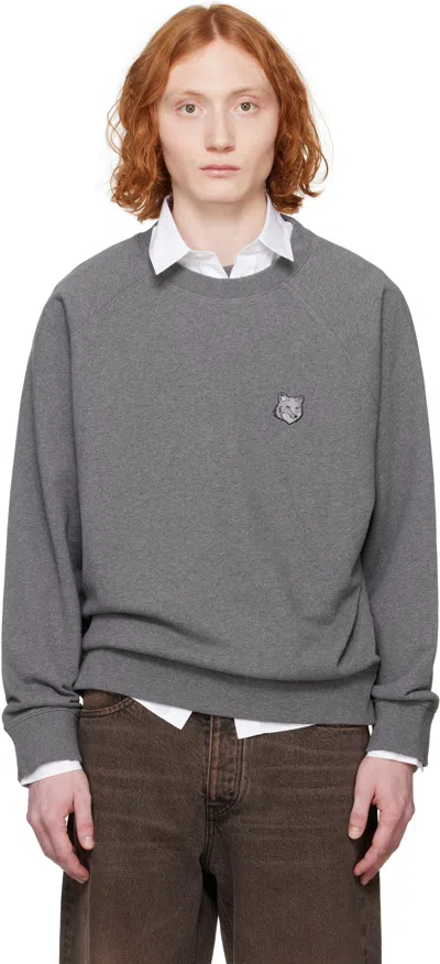 Maison Kitsuné Gray Bold Fox Head Patch Oversize Sweatshirt In H170 Dark Grey Melan