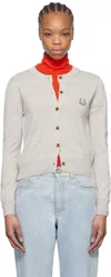 Maison Kitsuné Gray Bold Fox Head Patch Regular Cardigan In H120 Light Grey Mela