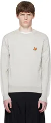 Maison Kitsuné Gray Bold Fox Head Patch Regular Sweater In White