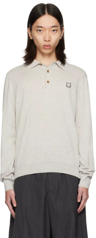 Maison Kitsuné Gray Bold Fox Head Polo In H120 Light Grey Mela