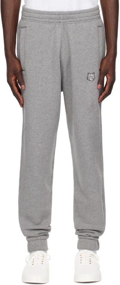 Maison Kitsuné Gray Bold Fox Head Sweatpants In H131 Medium Grey Mel