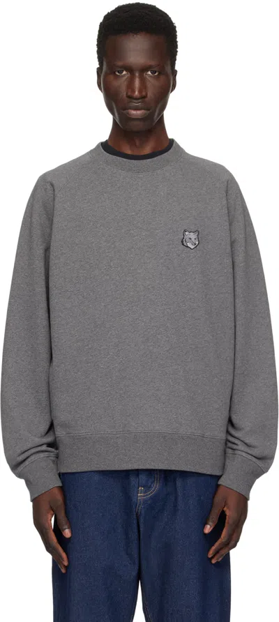 Maison Kitsuné Gray Bold Fox Head Sweatshirt In H170 Dark Grey Melan