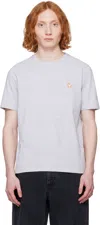 Maison Kitsuné Gray Chillax Fox Patch Regular T-shirt In H120 Light Grey Mela