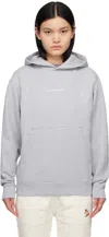 Maison Kitsuné Gray Embroidered Cordless Hoodie In Light Grey Melange