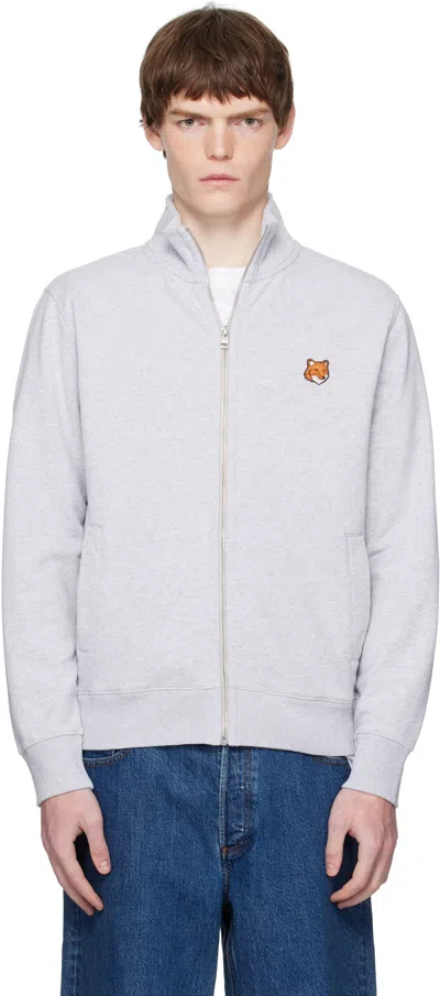 Maison Kitsuné Gray Fox Head Patch Fullzip Regular Sweatshirt