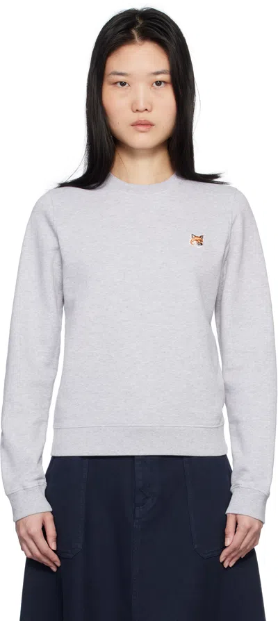 Maison Kitsuné Gray Fox Head Sweatshirt In H120 Light Grey