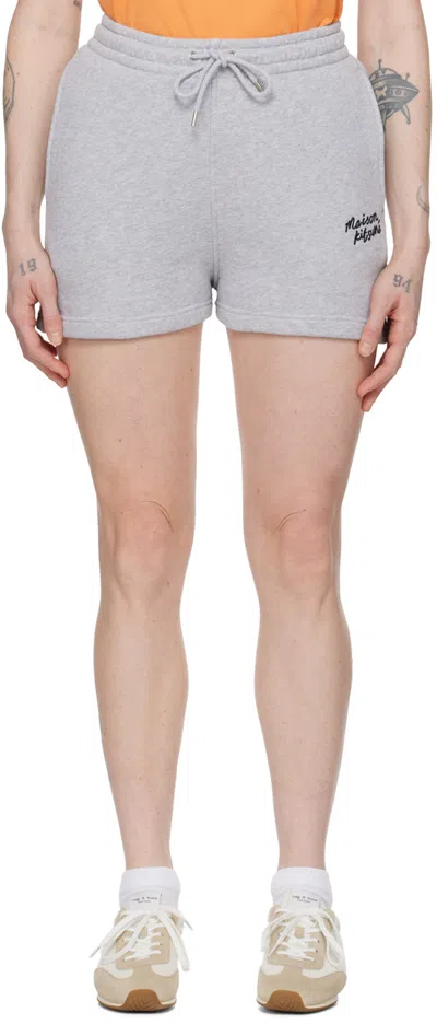 Maison Kitsuné Gray Handwriting Shorts In H120 Light Grey