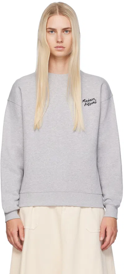 Maison Kitsuné Gray '' Handwriting Sweatshirt In O121 Light Grey/blac