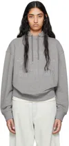 Maison Kitsuné Gray Varsity Hoodie In H131 Medium Grey Mel