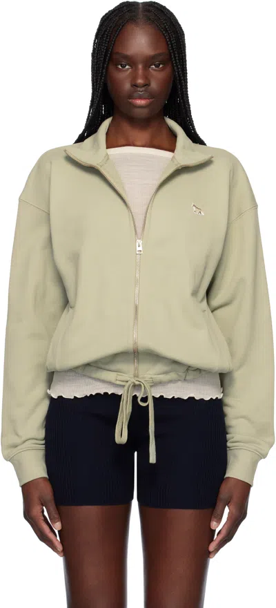Maison Kitsuné Green Baby Fox Patch Zipped Sweatshirt In 0094 Court Green