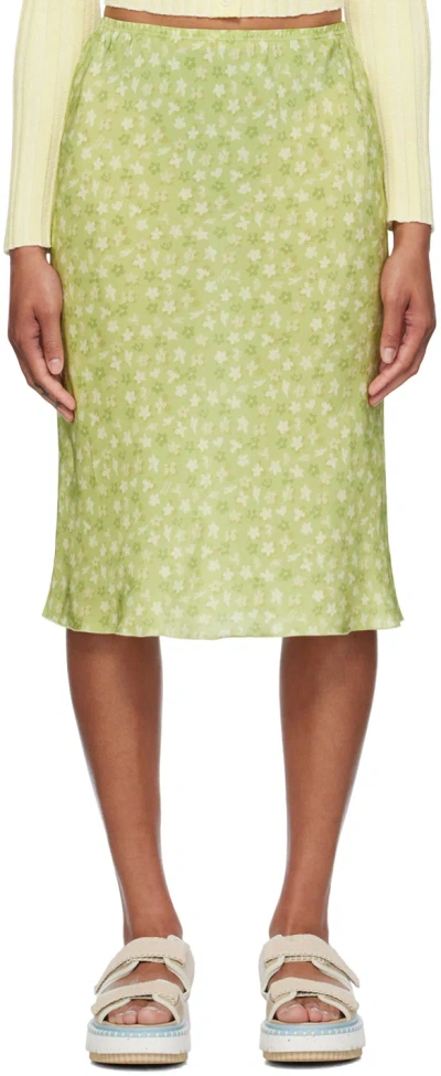 Maison Kitsuné Green Bias Midi Skirt In O727 Lime Design
