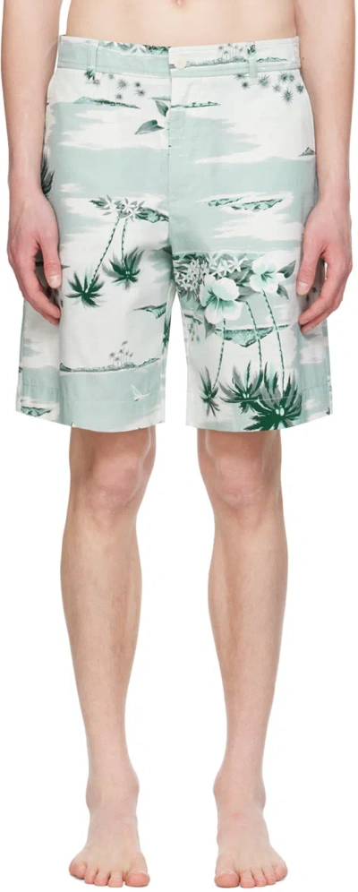 Maison Kitsuné Maison Kitsune Seafoam Graphic Board Shorts In Green