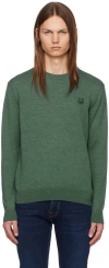 MAISON KITSUNÉ GREEN BOLD FOX HEAD PATCH REGULAR SWEATER