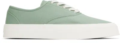 Maison Kitsuné Green Canvas Lace-up Sneakers In 0078 Vert-de-gris