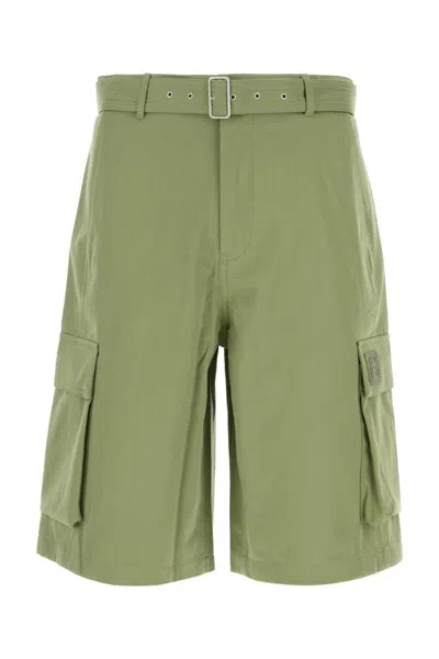 MAISON KITSUNÉ GREEN COTTON BERMUDA SHORTS
