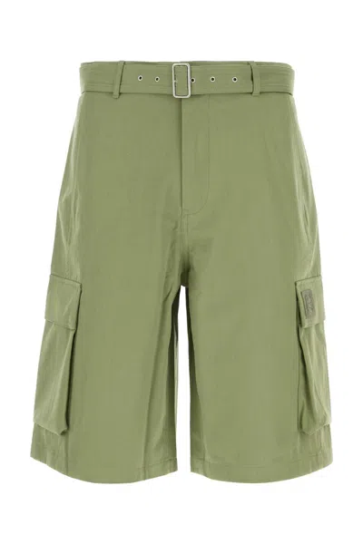 MAISON KITSUNÉ GREEN COTTON BERMUDA SHORTS