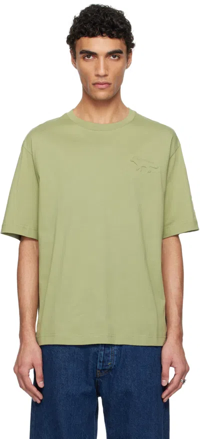 Maison Kitsuné Green Embossed Profile Fox Oversize T-shirt In Turf Green