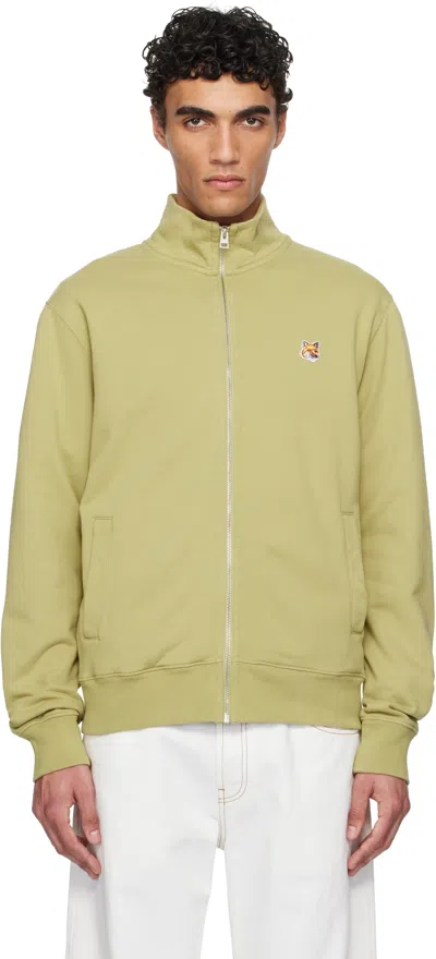 Maison Kitsuné Green Fox Head Patch Fullzip Regular Sweatshirt In P357 Canvas