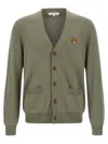 Maison Kitsuné Fox-head Patch Pocket Cardigan In Green