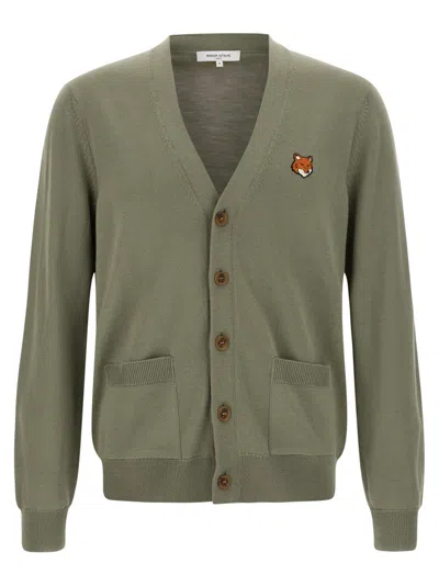 MAISON KITSUNÉ GREEN FOX WEAD CARDIGAN