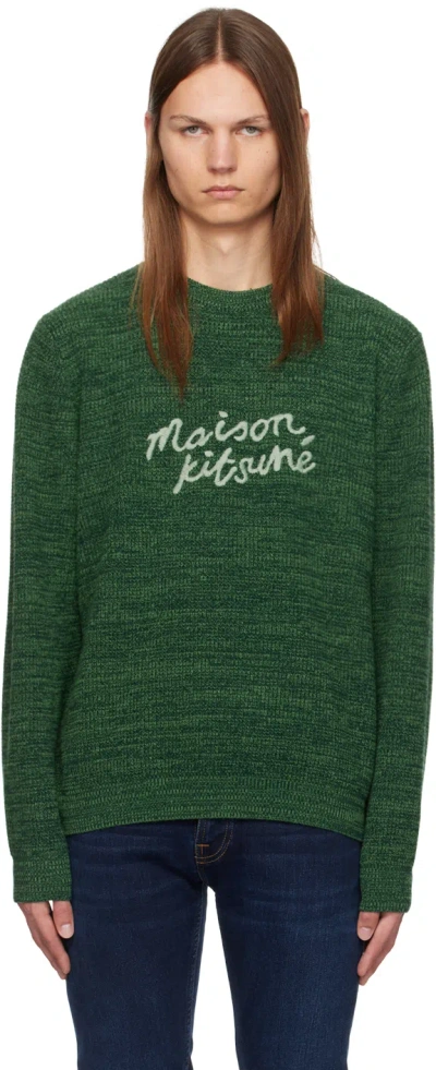 Maison Kitsuné Maison Kitsune Handwriting Comfort Jumper In Green