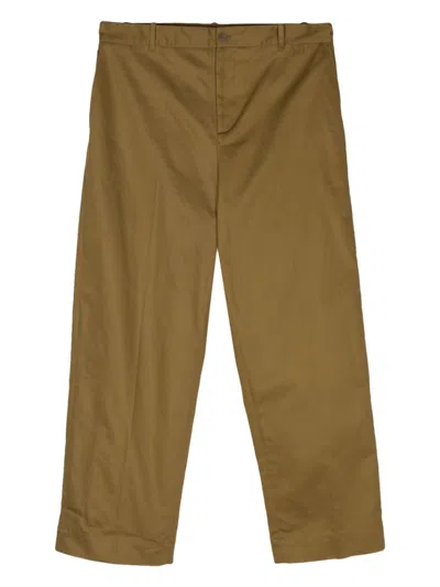 Maison Kitsuné Mid-rise Straight-leg Chinos In Green