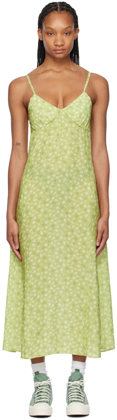 Maison Kitsuné Green Strap Maxi Dress In O727 Lime Design