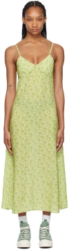 Maison Kitsuné Green Strap Maxi Dress In O727 Lime Design