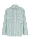 MAISON KITSUNÉ GREEN STRIPED OVERSHIRT IN COTTON MAN