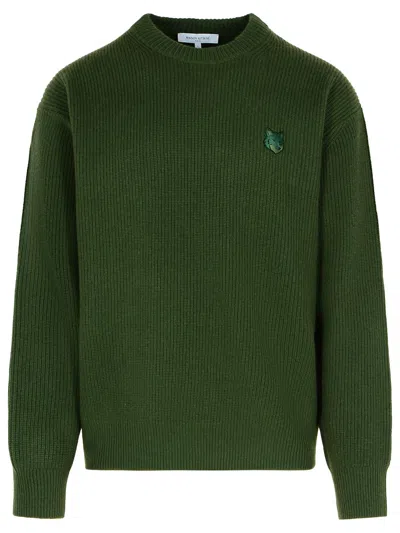 MAISON KITSUNÉ MAISON KITSUNÉ GREEN WOOL SWEATER