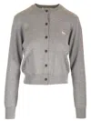 MAISON KITSUNÉ GREY CARDIGAN WITH BABY FOX PATCH KNITWEAR GREY