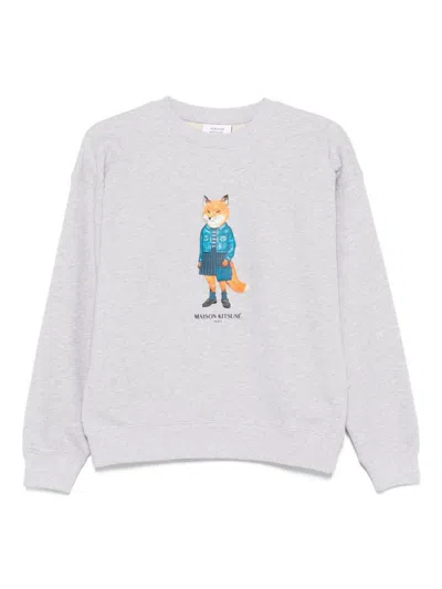MAISON KITSUNÉ GREY CREWNECK LOGO SWEATSHIRT