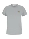 Maison Kitsuné Grey Crewneck T-shirt With Fox Head Logo Patch On The Sleeve In Grey